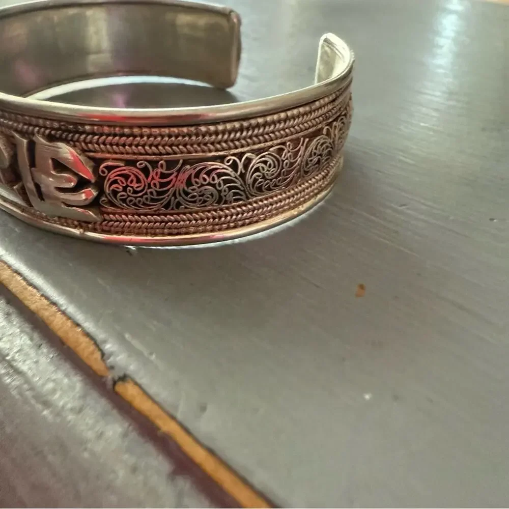 Mantra  Sterling Silver Cuff Bracelet